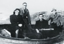 The Zneider siblings in a rowboat