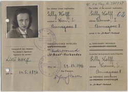 Membership card of the Austrian “U-boat association” issued to Lilli Wolff on December 29, 1946.