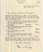 Bestätigung über die Kosten der falschen Ausweise von Valerie und Andrea Wolffenstein, 3. April 1950