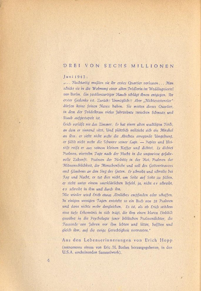 Fotografie: Psalmen von Erich Hopp, die er 1942 im Untergrund verfasst hat, veröffentlicht 1947 im Pontes-Verlag Berlin/Stuttgart