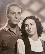 Dora Bourla and Albertos Handalis’ engagement photo, Thessaloniki, late-1940s.