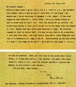 Brief von Ilse und Werner Rewald an Ilses Bruder Josef Basch in England, in dem sie ihm mitteilen, dass sie überlebt haben, 30. Juli 1945