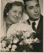 Wedding photo, Clara Lieber and Ben Zion Kalb, Bratislava, 1943.