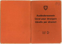 Schweizer Ausländerausweis mit sogenannter Toleranzbewilligung für Käte Lasker, 1942