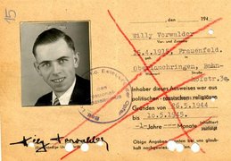 Willy Vorwalder’s identity card as an official victim of fascism.