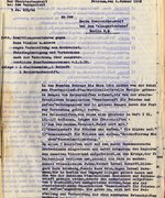 Fotografie: Fünfseitiger Ermittlungsbericht des Oberstaatsanwalts beim Landgericht Potsdam für den Oberreichsanwalt beim Volksgerichtshof zum Verfahren gegen Angehörige der Gemeinschaft für Frieden und Aufbau, Potsdam, 4. Januar 1945