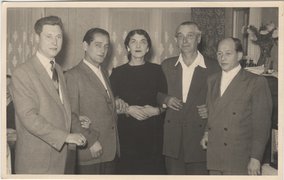 Günter Ziemann, Franz Baaske, Adelheid Silbermann, Werner Ziemann, Rudi Bereit (von links), Berlin 1957