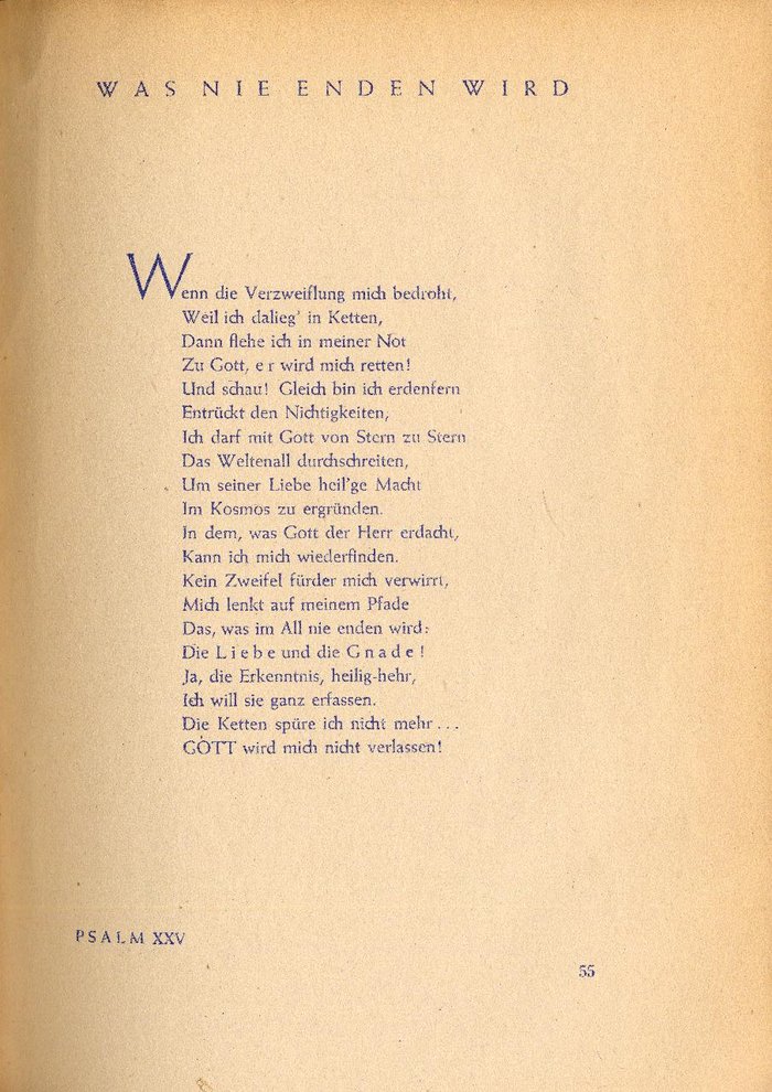 Fotografie: Psalmen von Erich Hopp, die er 1942 im Untergrund verfasst hat, veröffentlicht 1947 im Pontes-Verlag Berlin/Stuttgart