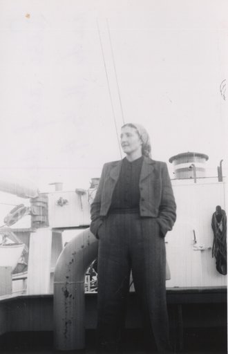 Therese Ornstein on the crossing to the United States, 1949.