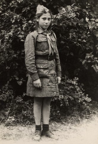 Irena Ceder in her scouting uniform, Bielsko, 1946.