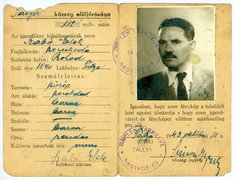 Forged identity card in the name of Elek Szabo for Tivadar Soros, 1943.