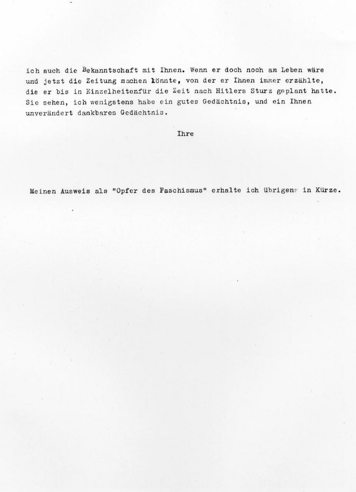 Fotografie: Brief von Susanne Veit geborene Meyer an ihre Helferin Dr. Mathilde Stoltenhoff, 1945