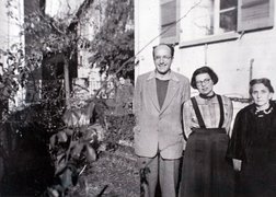 Edith Wolff mit ihrer Mutter zu Besuch bei Jizchak Schwersenz, Aussersihl (Schweiz) 1950