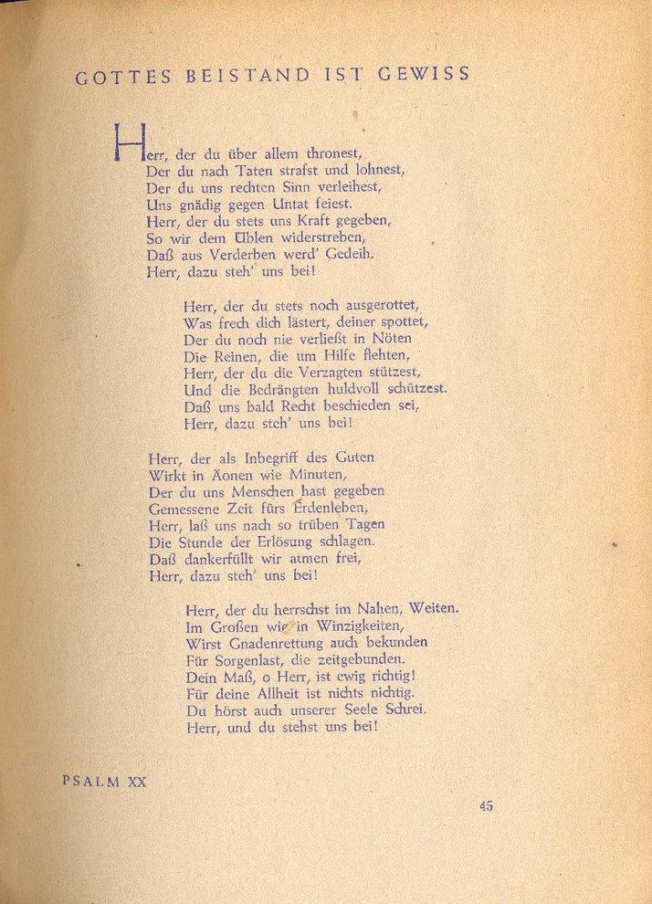 Fotografie: Psalmen von Erich Hopp, die er 1942 im Untergrund verfasst hat, veröffentlicht 1947 im Pontes-Verlag Berlin/Stuttgart