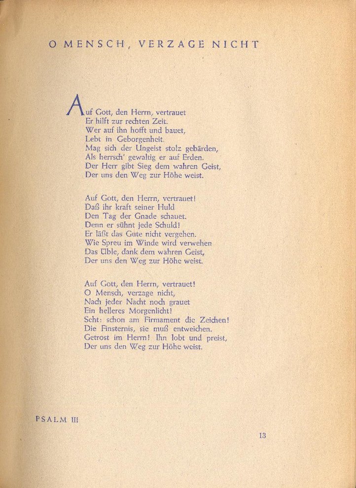 Fotografie: Psalmen von Erich Hopp, die er 1942 im Untergrund verfasst hat, veröffentlicht 1947 im Pontes-Verlag Berlin/Stuttgart