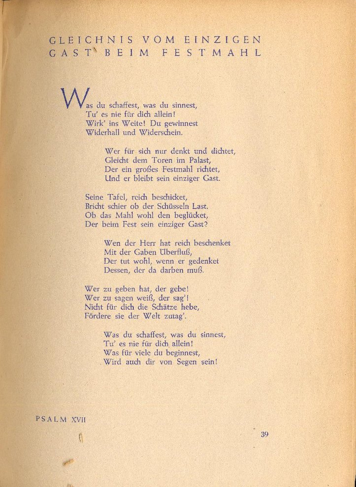 Fotografie: Psalmen von Erich Hopp, die er 1942 im Untergrund verfasst hat, veröffentlicht 1947 im Pontes-Verlag Berlin/Stuttgart