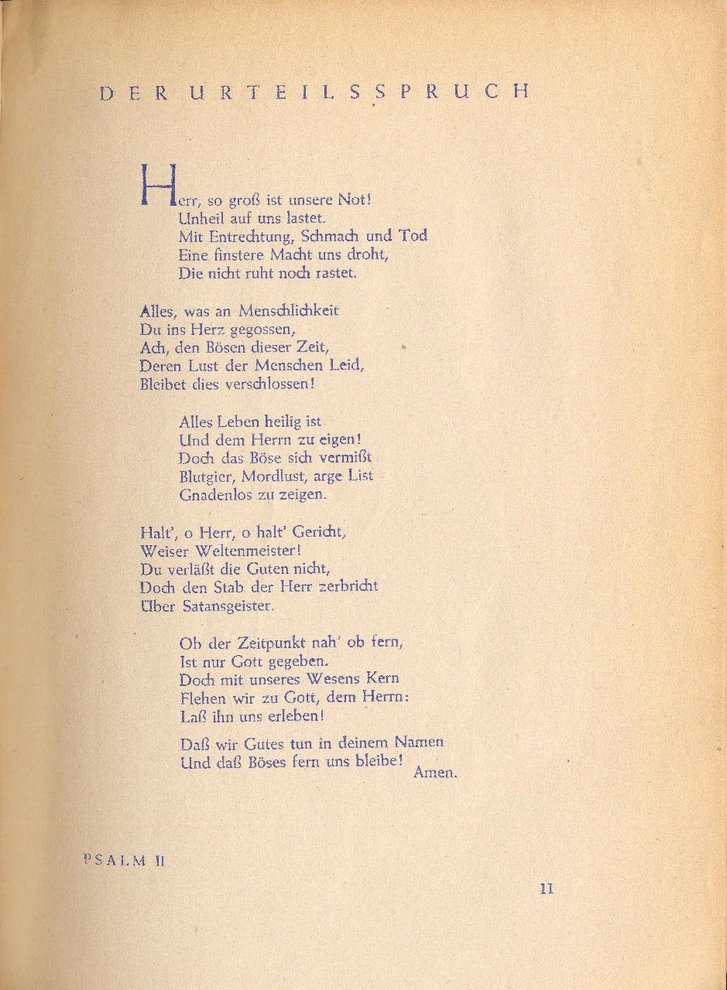 Fotografie: Psalmen von Erich Hopp, die er 1942 im Untergrund verfasst hat, veröffentlicht 1947 im Pontes-Verlag Berlin/Stuttgart