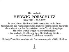 Draft of the memorial plaque for Hedwig Porschütz, 2010.