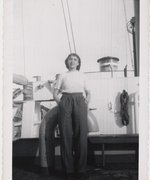 Adelheid Silbermann on the ship to the USA, November 1949.
