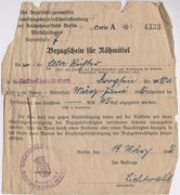 Fotografie: Bezugsschein für Nähmittel für die „illegal“ lebende Ella Deutschkron unter dem Namen Ella Richter, Berlin, 19. März 1945