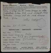 Nachricht von Josef Indig an Recha Freier über die Ankunft der Gruppe in der Schweiz, 21. Oktober 1943