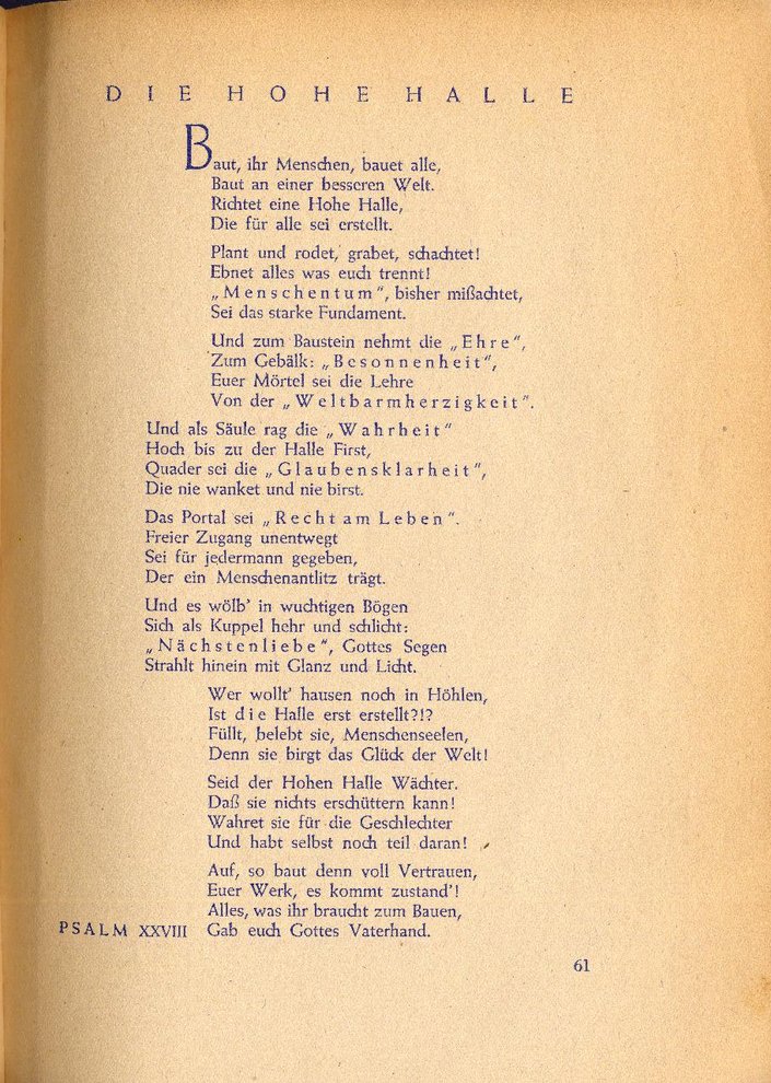 Fotografie: Psalmen von Erich Hopp, die er 1942 im Untergrund verfasst hat, veröffentlicht 1947 im Pontes-Verlag Berlin/Stuttgart