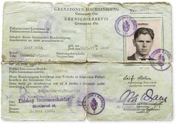 Forged border-zone permit for Hans Mamen alias Leif Holm, June 1942.