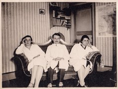 The siblings Adélaïde, Emmanuel, and Dorette Hautval (left to right) in the home for children with behavioral issues founded by Adélaïde and Emmanuel Hautval, “Les Hirondelles,” between 1933 and 1937.