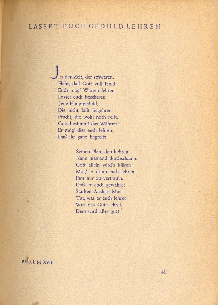 Fotografie: Psalmen von Erich Hopp, die er 1942 im Untergrund verfasst hat, veröffentlicht 1947 im Pontes-Verlag Berlin/Stuttgart