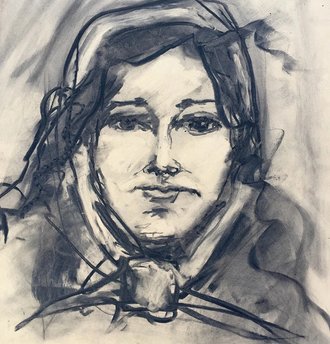 Fotografie: Hajrija Imeri-Mihaljić, gezeichnet von Aleksandra Alfirević für die Filmdokumentation „The Righteous Gypsy“ von Jakov Sedlar, 2016