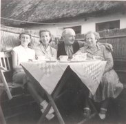 Tove and Paula Warschaffsky Mortensen with Tove’s foster parents Svend and Ketty Andreasen (left to right) in Gilleleje, 1950s.
