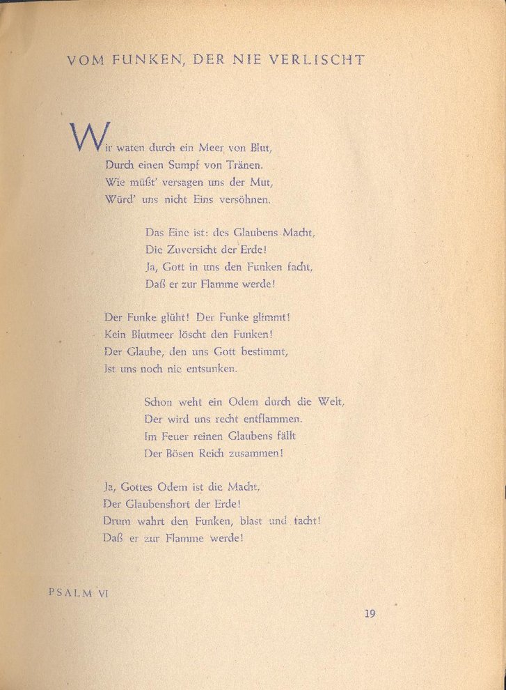 Fotografie: Psalmen von Erich Hopp, die er 1942 im Untergrund verfasst hat, veröffentlicht 1947 im Pontes-Verlag Berlin/Stuttgart