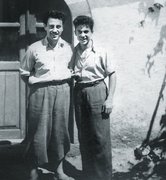 Refik Veseli (right) and Moshe Mandil in Kruja, 1944.