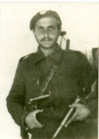 Sotiris Papastratis in his partisan uniform (Greek People’s Liberation Army ELAS) in Chalkida, October 1944.