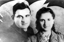 Fotografie: Asael Bielski mit seiner Frau Chaja, 1945