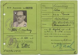 Ausweis für „vom Nationalsozialismus politisch, rassisch oder religiös Verfolgte“ (PrV-Ausweis) von Felix Luxenburg, 16. Oktober 1953
