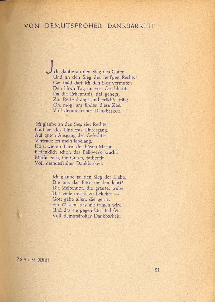 Fotografie: Psalmen von Erich Hopp, die er 1942 im Untergrund verfasst hat, veröffentlicht 1947 im Pontes-Verlag Berlin/Stuttgart