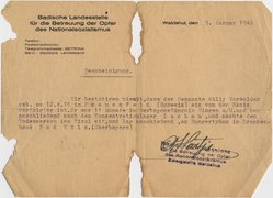 Haftbescheinigung für Willy Vorwalder, 1946