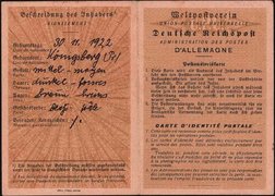 Forged postal identity card for Marianne Bernstein, 1943.