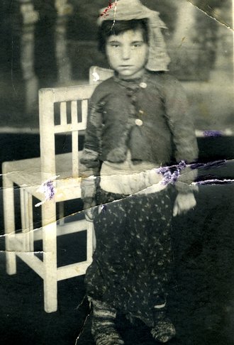 Ester (Stela) Acević, rescued by the Romani woman Hajria Imeri-Mihaljić, after her liberation, Pristina, 1945.