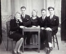 The Böhm family, Paris, 1946, left to right: Anna Hager (known as Aunt Nita), Gerhard Böhm, Maria and Josef Böhm, Adolph Böhm.